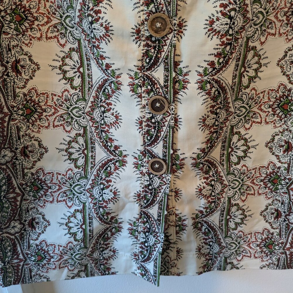 Anthropologie Maeve Printed White Button Front Skirt - Picture 6 of 11